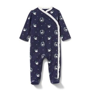 NWT Janie and Jack ruffle navy swan kimono onesie BABY size 0-3 6-9 months